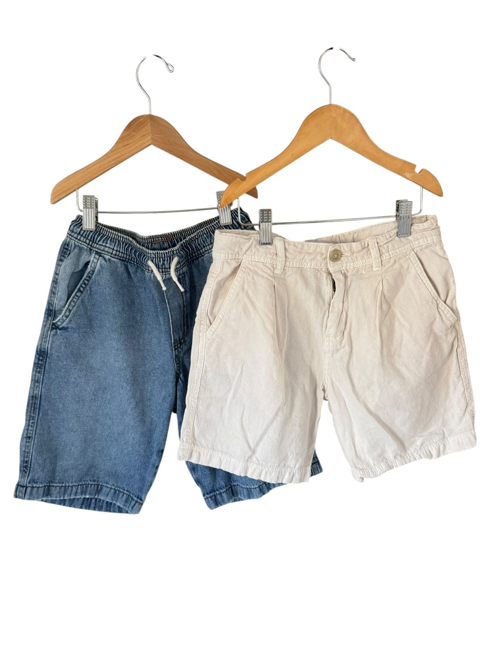 Zara Boys Shorts Bundle Light Blue Denim Shorts & Cream Shorts Size 10